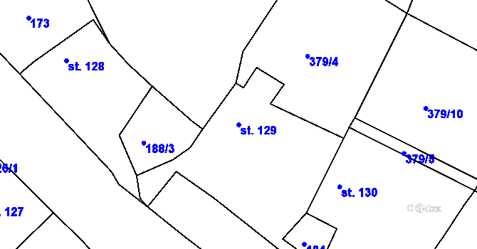 Parcela st. 129 v KÚ Lnáře, Katastrální mapa