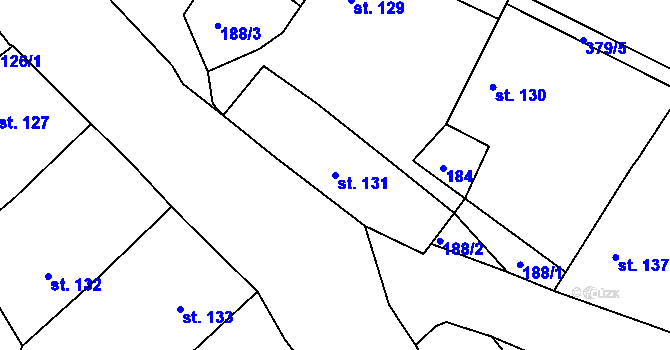 Parcela st. 131 v KÚ Lnáře, Katastrální mapa