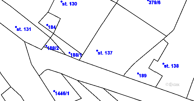 Parcela st. 137 v KÚ Lnáře, Katastrální mapa