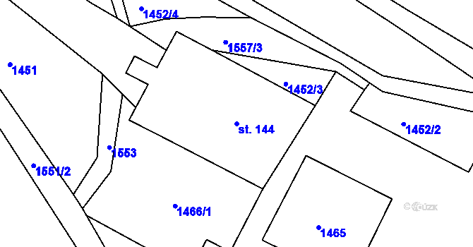 Parcela st. 144 v KÚ Lnáře, Katastrální mapa