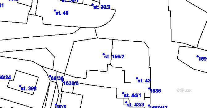 Parcela st. 156/2 v KÚ Lnáře, Katastrální mapa
