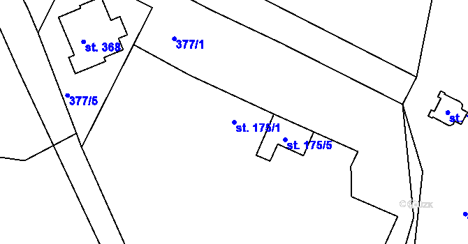 Parcela st. 175/1 v KÚ Lnáře, Katastrální mapa