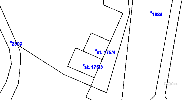 Parcela st. 175/4 v KÚ Lnáře, Katastrální mapa