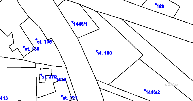 Parcela st. 180 v KÚ Lnáře, Katastrální mapa