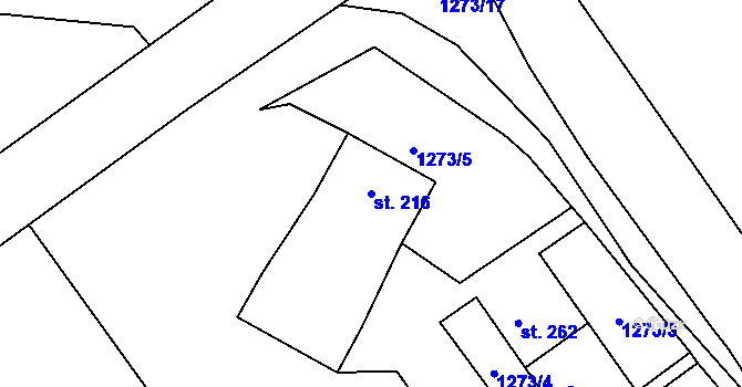 Parcela st. 216 v KÚ Lnáře, Katastrální mapa