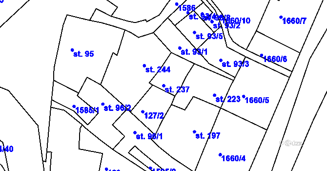 Parcela st. 237 v KÚ Lnáře, Katastrální mapa