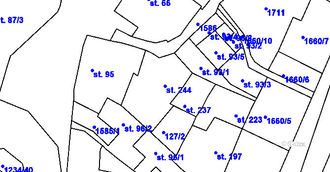 Parcela st. 244 v KÚ Lnáře, Katastrální mapa