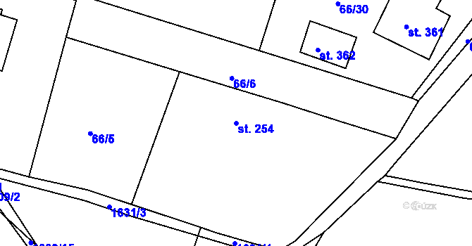 Parcela st. 254 v KÚ Lnáře, Katastrální mapa