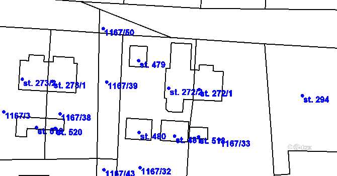 Parcela st. 272/2 v KÚ Lnáře, Katastrální mapa