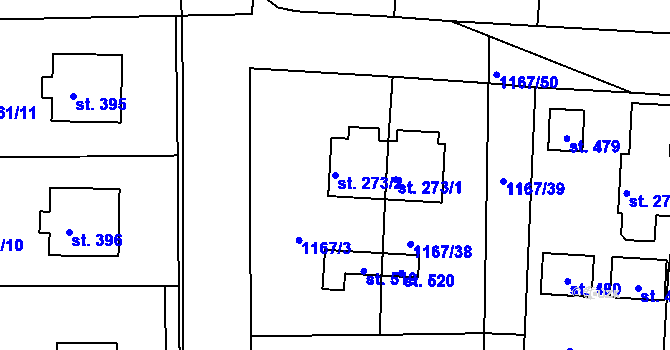 Parcela st. 273/2 v KÚ Lnáře, Katastrální mapa