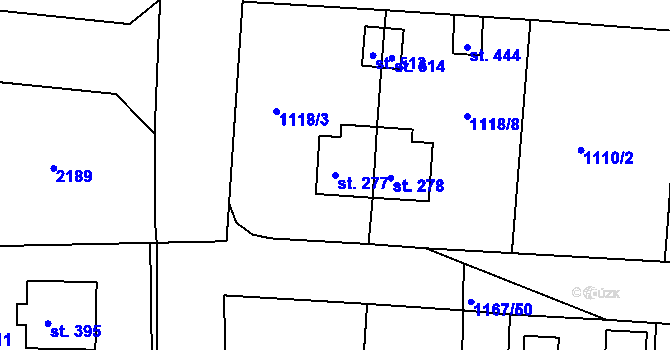Parcela st. 277 v KÚ Lnáře, Katastrální mapa