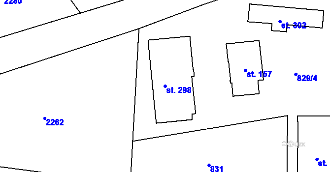 Parcela st. 298 v KÚ Lnáře, Katastrální mapa