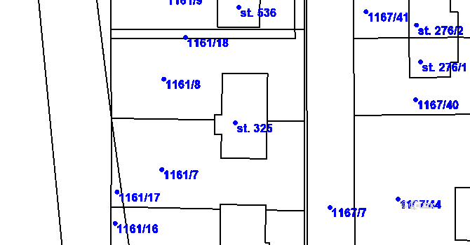 Parcela st. 325 v KÚ Lnáře, Katastrální mapa
