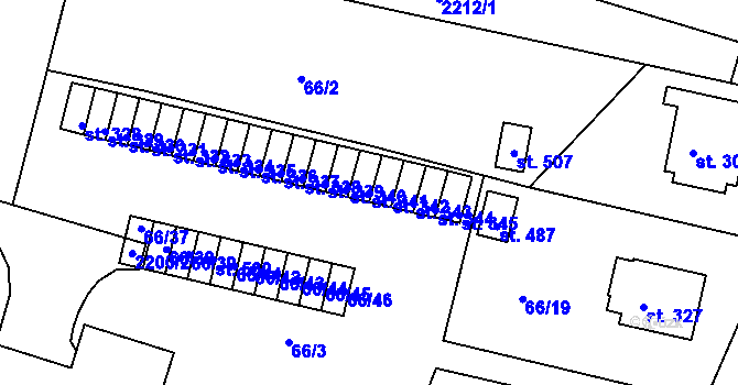 Parcela st. 341 v KÚ Lnáře, Katastrální mapa