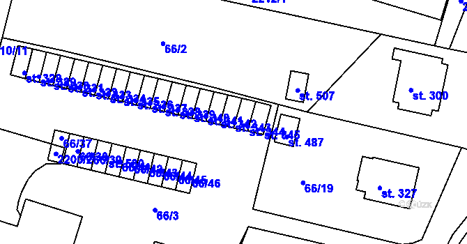 Parcela st. 343 v KÚ Lnáře, Katastrální mapa
