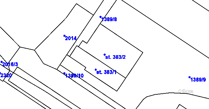 Parcela st. 383/2 v KÚ Lnáře, Katastrální mapa
