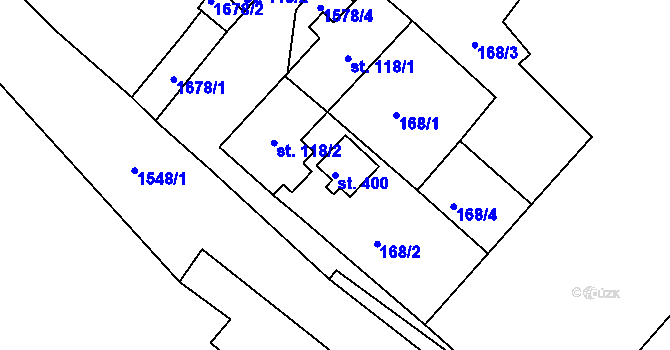 Parcela st. 400 v KÚ Lnáře, Katastrální mapa