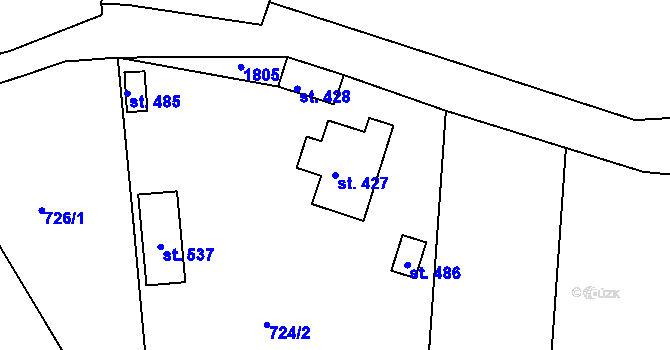 Parcela st. 427 v KÚ Lnáře, Katastrální mapa