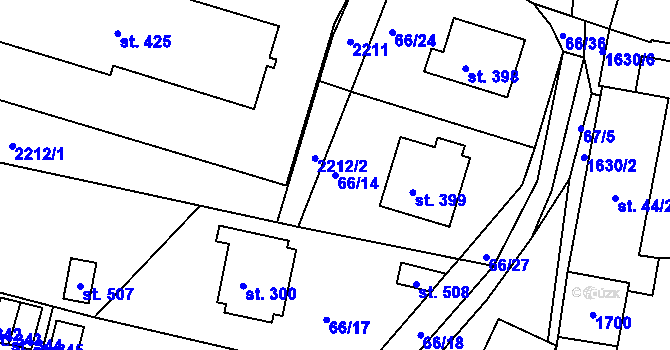 Parcela st. 66/14 v KÚ Lnáře, Katastrální mapa