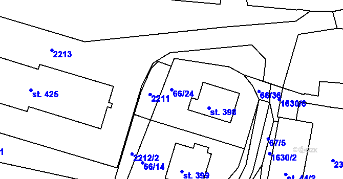Parcela st. 66/24 v KÚ Lnáře, Katastrální mapa