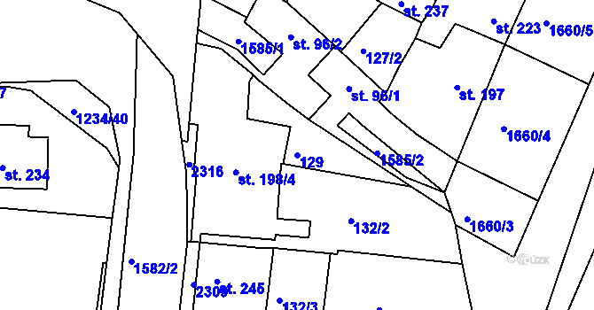 Parcela st. 129 v KÚ Lnáře, Katastrální mapa