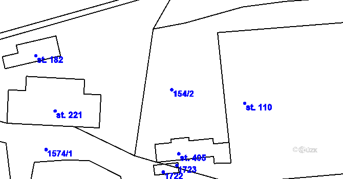 Parcela st. 154/2 v KÚ Lnáře, Katastrální mapa