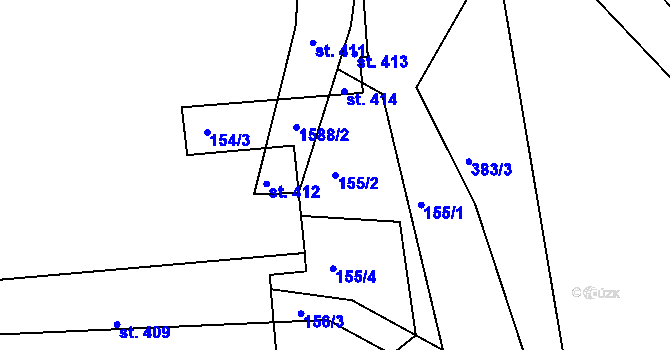 Parcela st. 155/2 v KÚ Lnáře, Katastrální mapa