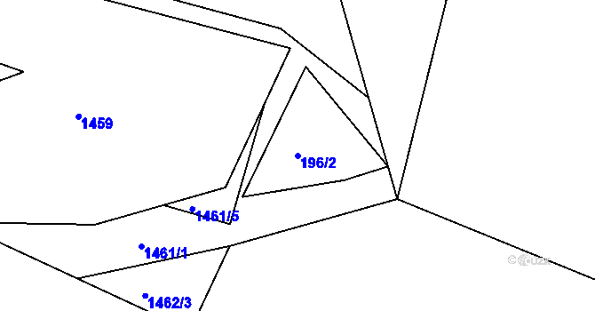 Parcela st. 196/2 v KÚ Lnáře, Katastrální mapa