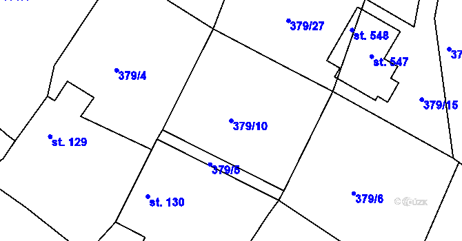 Parcela st. 379/10 v KÚ Lnáře, Katastrální mapa