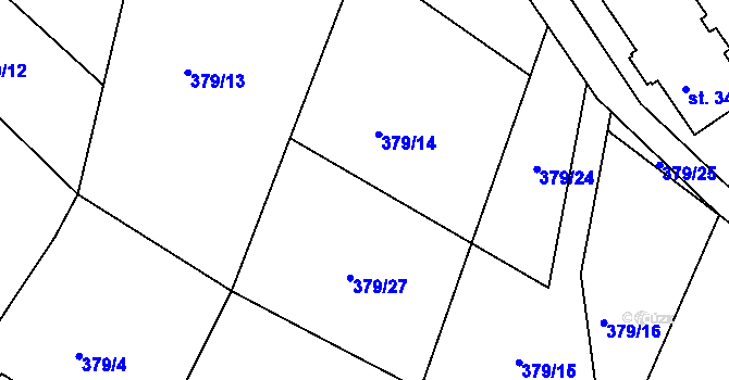Parcela st. 379/14 v KÚ Lnáře, Katastrální mapa