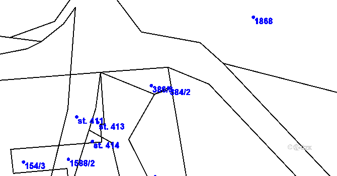 Parcela st. 384/2 v KÚ Lnáře, Katastrální mapa