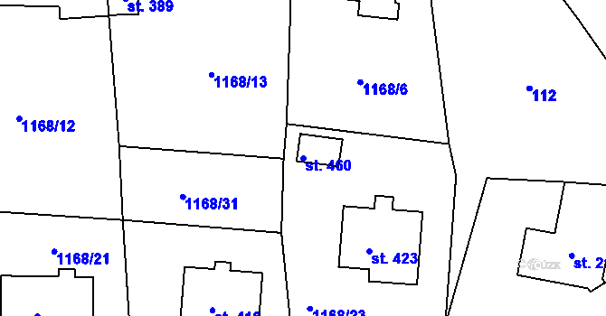 Parcela st. 460 v KÚ Lnáře, Katastrální mapa