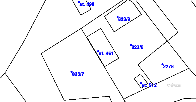 Parcela st. 461 v KÚ Lnáře, Katastrální mapa