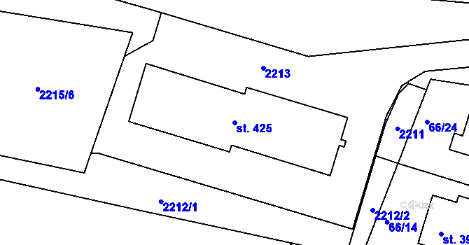 Parcela st. 425 v KÚ Lnáře, Katastrální mapa