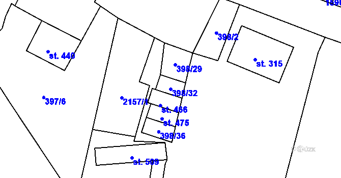 Parcela st. 398/32 v KÚ Lnáře, Katastrální mapa