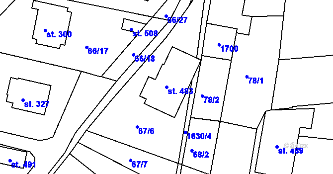 Parcela st. 483 v KÚ Lnáře, Katastrální mapa