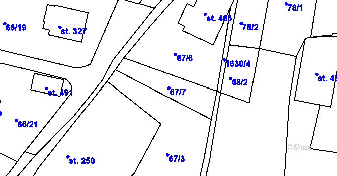 Parcela st. 67/7 v KÚ Lnáře, Katastrální mapa