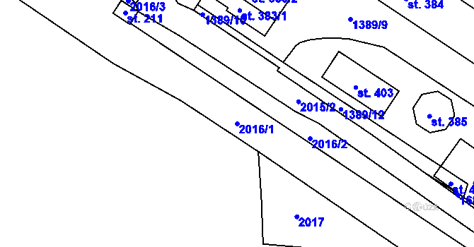 Parcela st. 2016/1 v KÚ Lnáře, Katastrální mapa