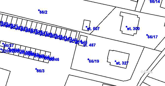 Parcela st. 487 v KÚ Lnáře, Katastrální mapa