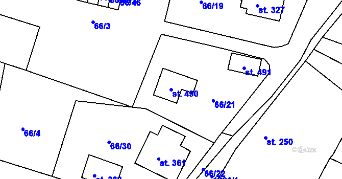 Parcela st. 490 v KÚ Lnáře, Katastrální mapa
