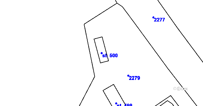 Parcela st. 500 v KÚ Lnáře, Katastrální mapa