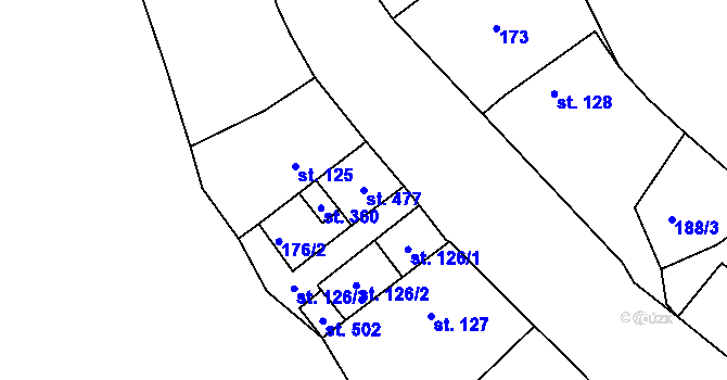 Parcela st. 477 v KÚ Lnáře, Katastrální mapa
