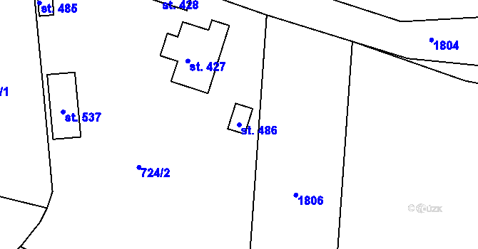 Parcela st. 486 v KÚ Lnáře, Katastrální mapa