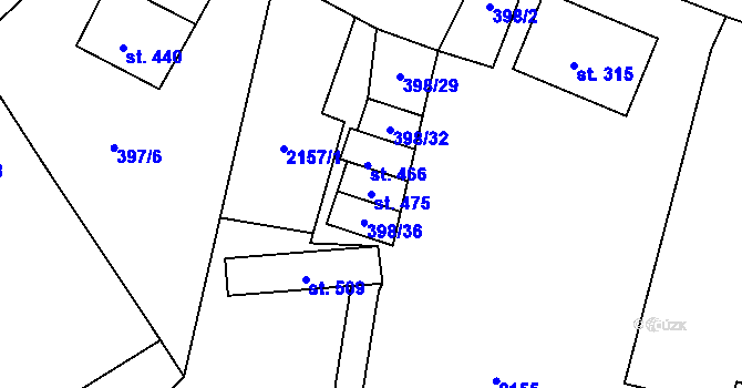 Parcela st. 475 v KÚ Lnáře, Katastrální mapa