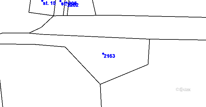 Parcela st. 2163 v KÚ Lnáře, Katastrální mapa