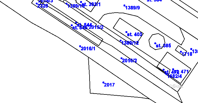 Parcela st. 2016 v KÚ Lnáře, Katastrální mapa