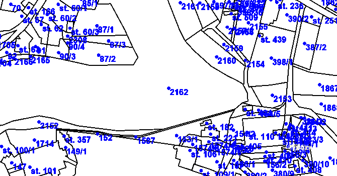 Parcela st. 2162 v KÚ Lnáře, Katastrální mapa