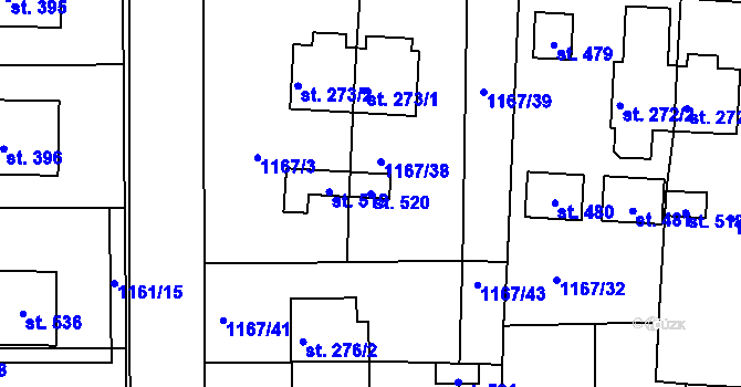 Parcela st. 520 v KÚ Lnáře, Katastrální mapa