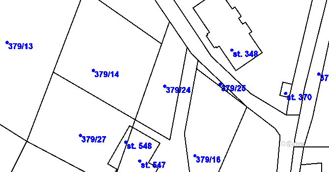 Parcela st. 379/24 v KÚ Lnáře, Katastrální mapa