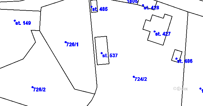 Parcela st. 537 v KÚ Lnáře, Katastrální mapa